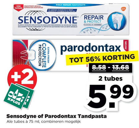 Paradontax   tandpasta folder aanbieding bij  Plus - details