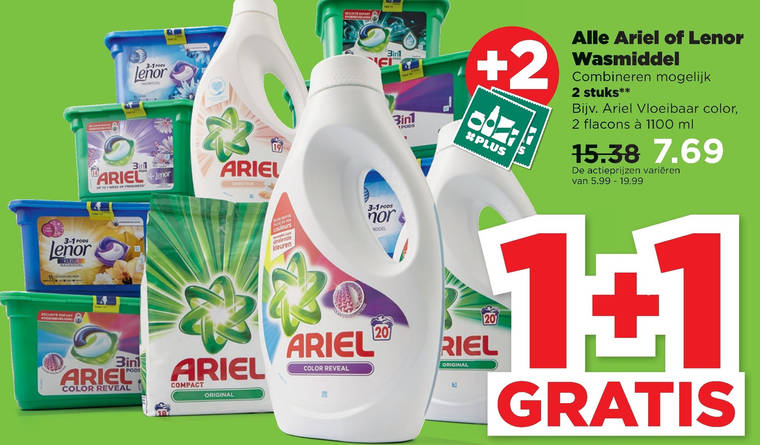 Ariel   wasmiddel folder aanbieding bij  Plus - details