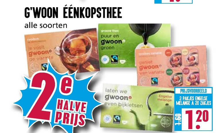 Gwoon   thee folder aanbieding bij  Boons Markt - details