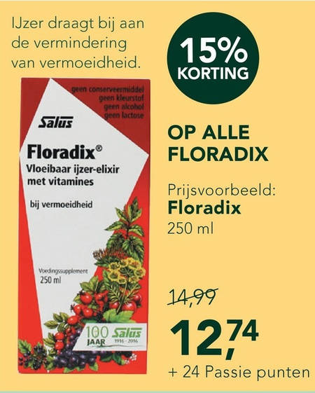 Floradix   voedingssupplement folder aanbieding bij  Holland & Barrett - details