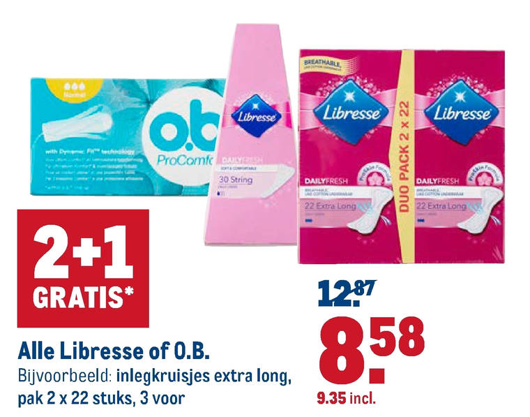 O.B.   inlegkruisjes, maandverband folder aanbieding bij  Makro - details