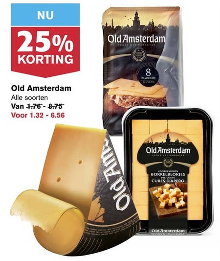 Old Amsterdam   kaasplakken, kaasblokjes folder aanbieding bij  Hoogvliet - details