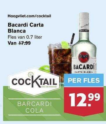 Bacardi   rum folder aanbieding bij  Hoogvliet - details