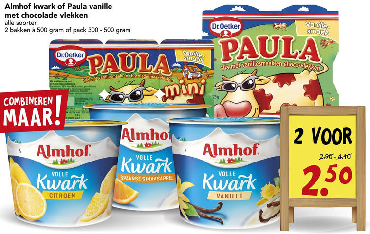 Dr Oetker Paula   kwark, kindertoetjes folder aanbieding bij  Deen - details