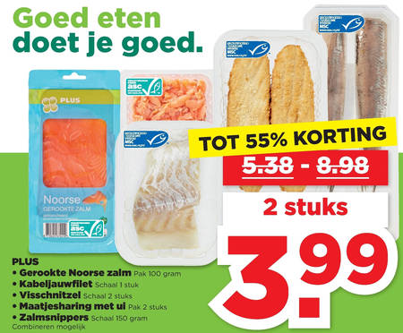 Plus Huismerk   gerookte zalmfilet, haring folder aanbieding bij  Plus - details