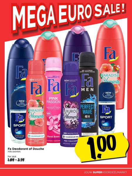 Fa   douchegel, deodorant folder aanbieding bij  Vomar - details