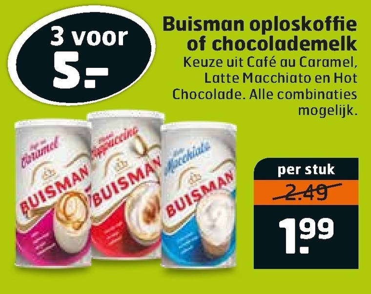 Buisman   oploskoffie, chocolademelk folder aanbieding bij  Trekpleister - details