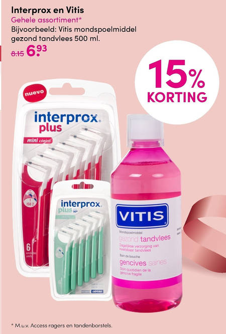 Vitis   interdentale ragers, mondwater folder aanbieding bij  DA - details