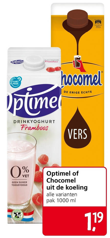Optimel   drinkyoghurt, chocolademelk folder aanbieding bij  Jan Linders - details