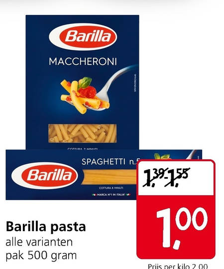 Barilla   spaghetti, macaroni folder aanbieding bij  Jan Linders - details