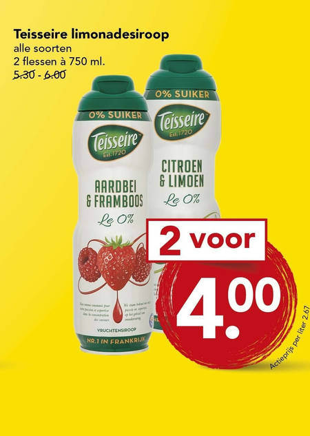 Teisseire   limonadesiroop folder aanbieding bij  Deen - details