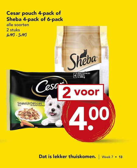 Cesar   kattenvoer, hondenvoer folder aanbieding bij  Deen - details