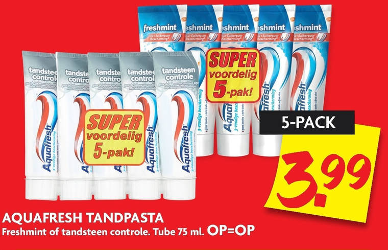 Aquafresh   tandpasta folder aanbieding bij  Dekamarkt - details