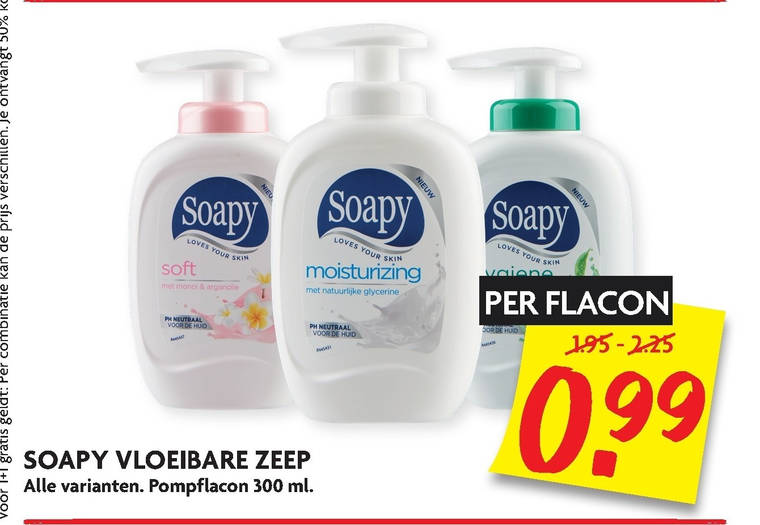 Soapy handzeep folder aanbieding bij Dekamarkt -