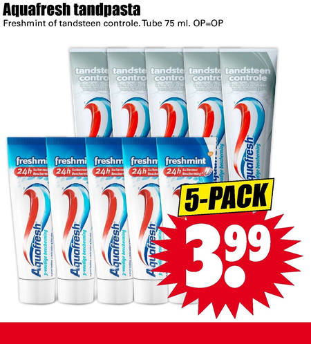 Aquafresh   tandpasta folder aanbieding bij  Dirk - details