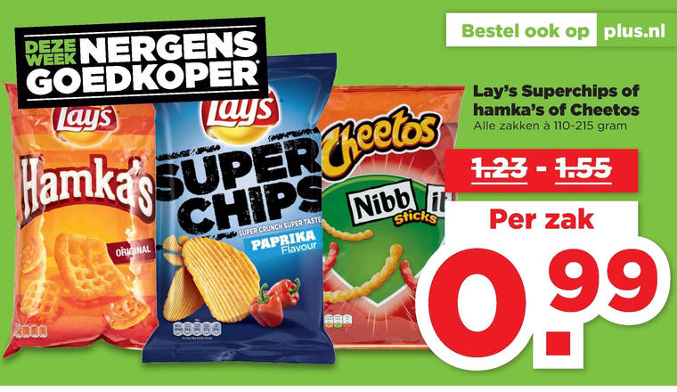 Cheetos   chips, zoutje folder aanbieding bij  Plus - details