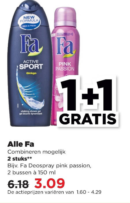 Fa   douchegel, deodorant folder aanbieding bij  Plus - details