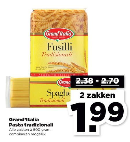 Grand Italia   pasta, fusilli folder aanbieding bij  Plus - details