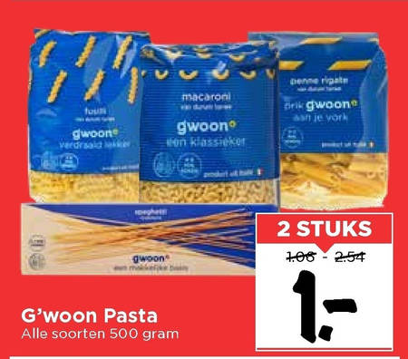 Gwoon   pasta, spaghetti folder aanbieding bij  Vomar - details