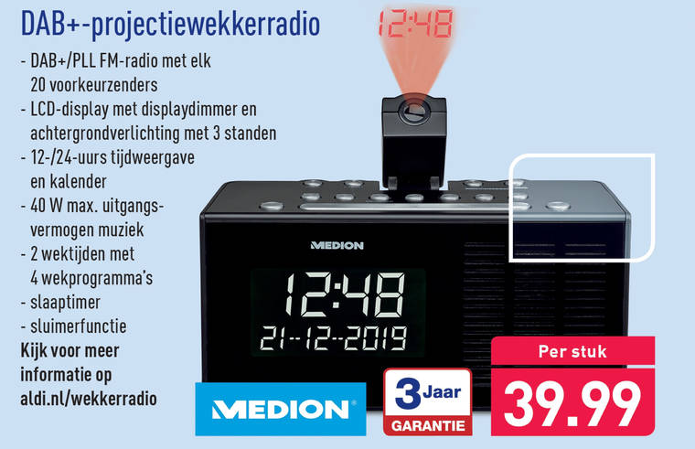 Medion   wekkerradio, dab radio folder aanbieding bij  Aldi - details