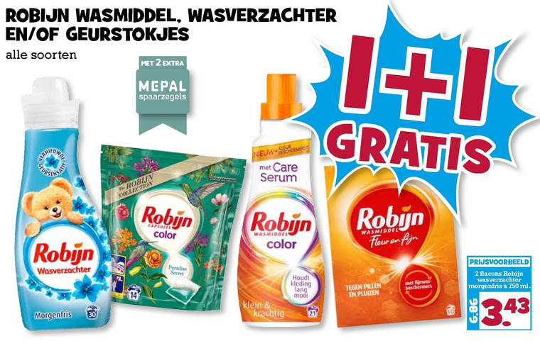 Robijn   wasverzachter, wasmiddel folder aanbieding bij  Boons Markt - details