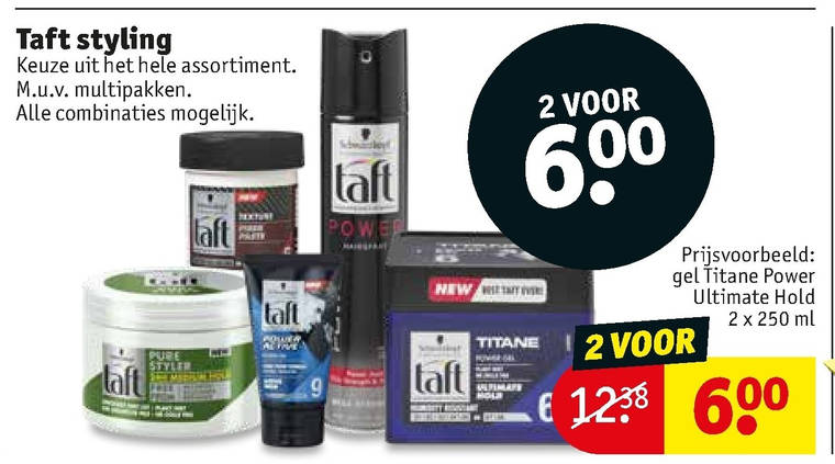 Taft   hairspray, haargel folder aanbieding bij  Kruidvat - details