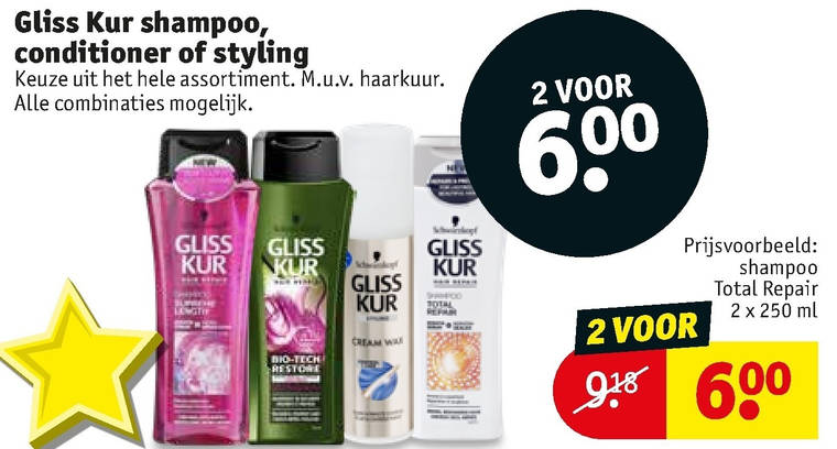 Gliss Kur   conditioner, shampoo folder aanbieding bij  Kruidvat - details