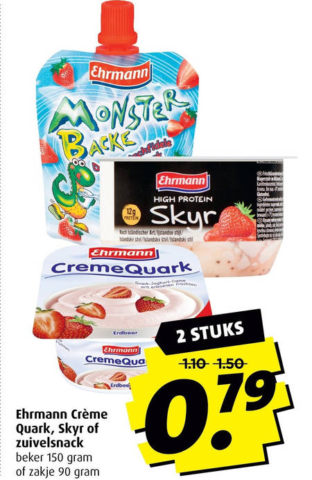 Ehrmann   zuivelsnack, yoghurt folder aanbieding bij  Boni - details