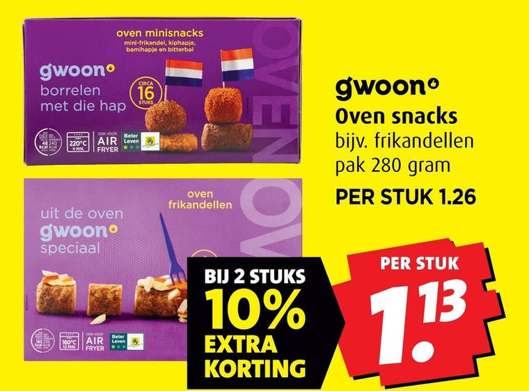 Gwoon   frikandellen, bitterballen folder aanbieding bij  Boni - details