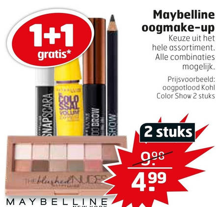 Maybelline   mascara, oogpotlood folder aanbieding bij  Trekpleister - details