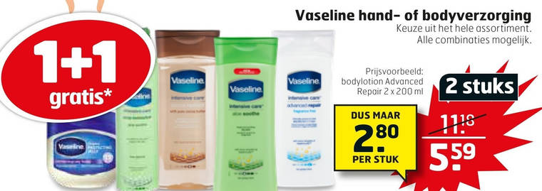 Vaseline   bodylotion, handcreme folder aanbieding bij  Trekpleister - details