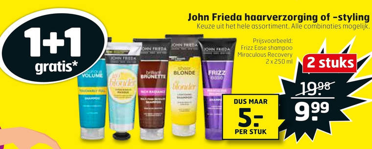 John Frieda   haarverzorging, shampoo folder aanbieding bij  Trekpleister - details