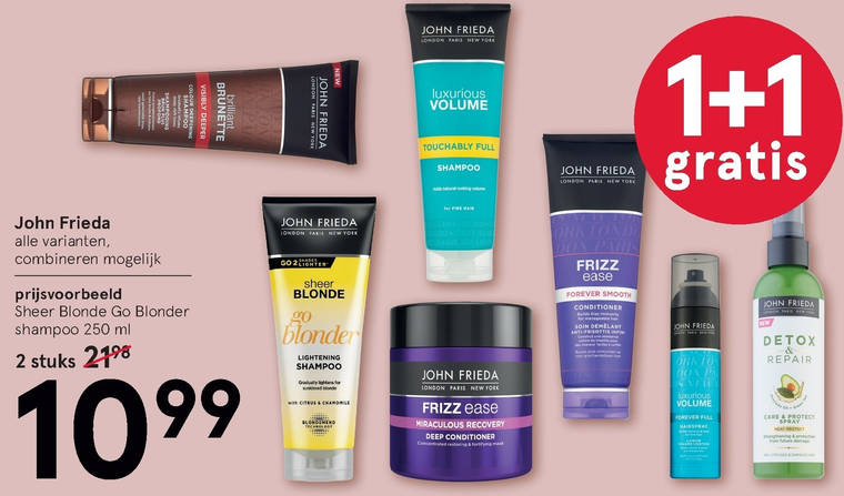 John Frieda   cremespoeling, conditioner folder aanbieding bij  Etos - details