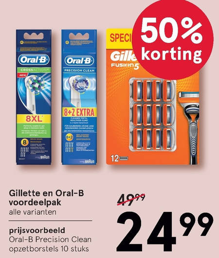 Gillette   scheermesjes, opzetborstel folder aanbieding bij  Etos - details