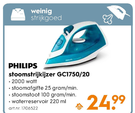 Philips   stoomstrijkijzer folder aanbieding bij  Blokker - details