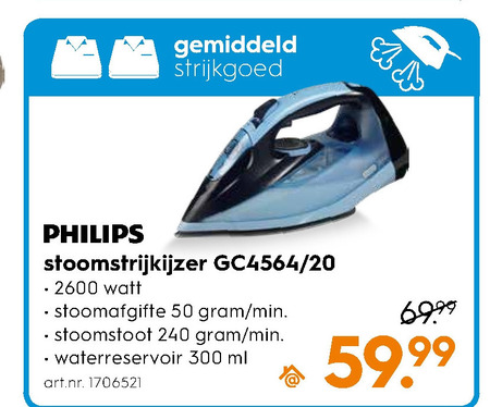 Philips   stoomstrijkijzer folder aanbieding bij  Blokker - details