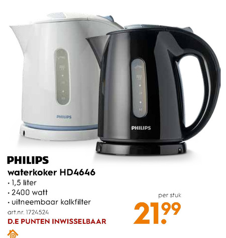 Philips   waterkoker folder aanbieding bij  Blokker - details