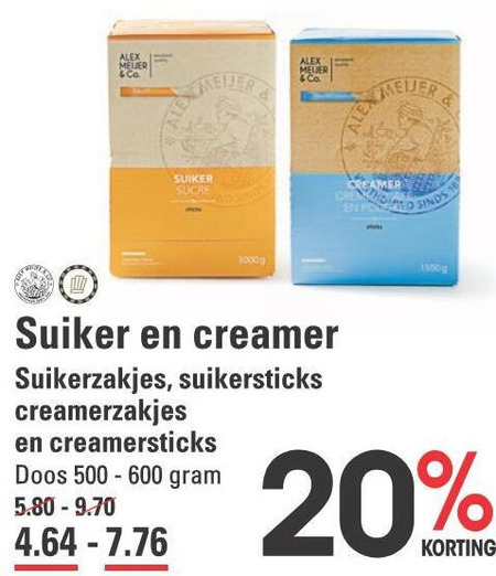 Alex Meijer   koffiecreamer, suiker folder aanbieding bij  Sligro - details