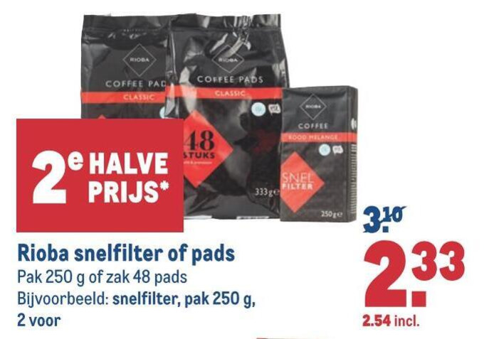 Rioba   koffiepad, koffie folder aanbieding bij  Makro - details