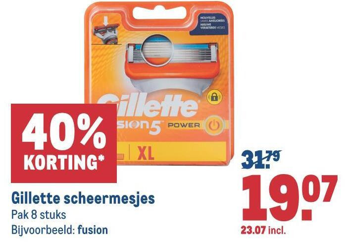 Gillette   scheermesjes folder aanbieding bij  Makro - details