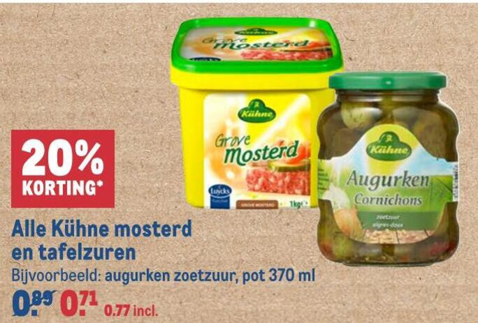 Kuhne   mosterd, augurken folder aanbieding bij  Makro - details