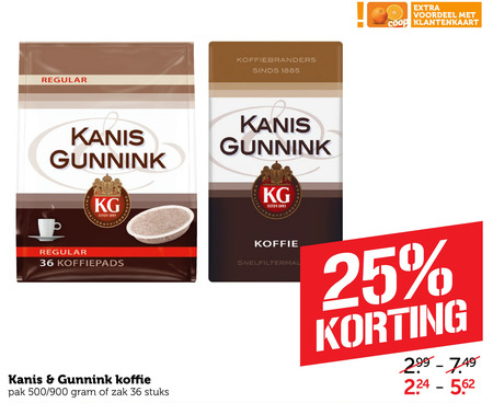 Kanis en Gunnink   koffie, koffiepad folder aanbieding bij  Coop - details