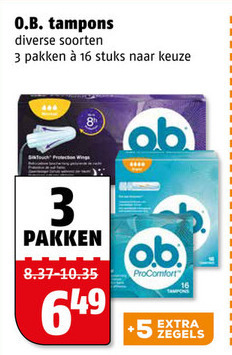 O.B.   tampons folder aanbieding bij  Poiesz - details