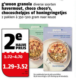 Gwoon   cereals, havermout folder aanbieding bij  Poiesz - details