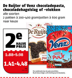 De Ruijter   chocoladepasta, boterhamvlokken folder aanbieding bij  Poiesz - details