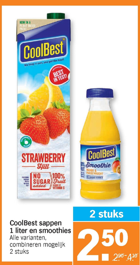 Coolbest   vruchtensap, fruitsmoothie folder aanbieding bij  Albert Heijn - details