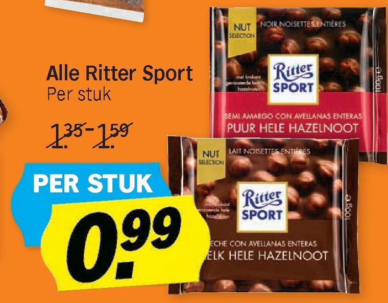 Ritter Sport   chocolade folder aanbieding bij  Albert Heijn - details