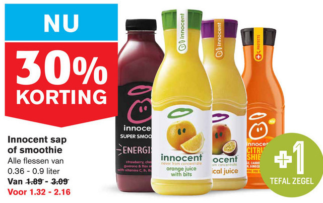 Innocent   fruitsmoothie, vruchtensap folder aanbieding bij  Hoogvliet - details