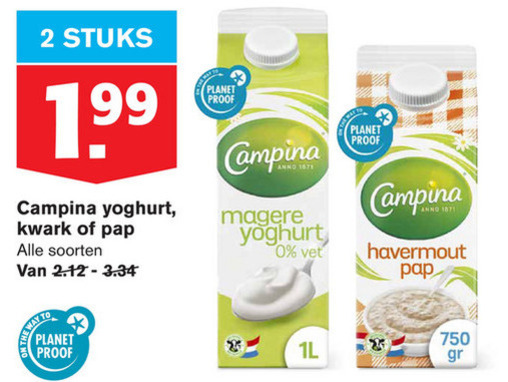 Campina   vla, yoghurt folder aanbieding bij  Hoogvliet - details