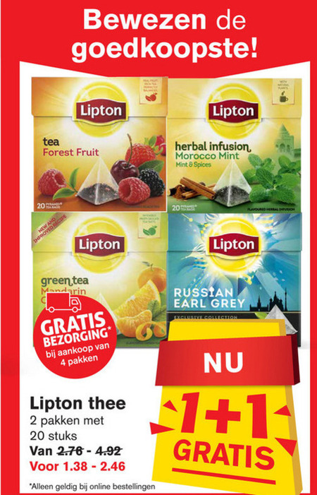 Lipton   thee folder aanbieding bij  Hoogvliet - details